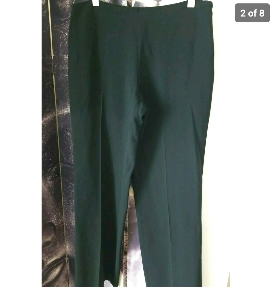 EILEEN FISHER Women's Flat Front Side Zip Rayon Wool Black Straight Leg Pant M